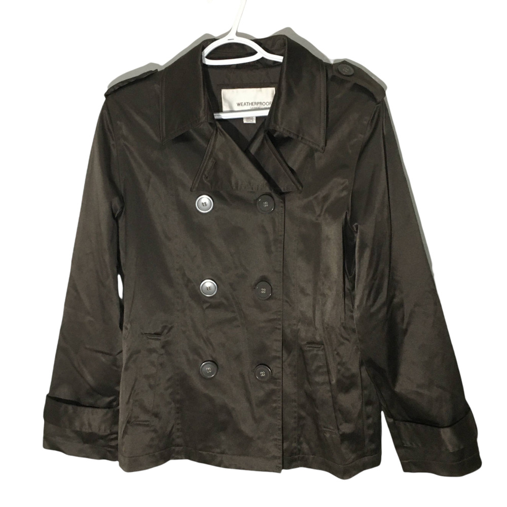 Weatherproof Garment Company Women's Double Breasted Blazer Jacket Sz M Brown